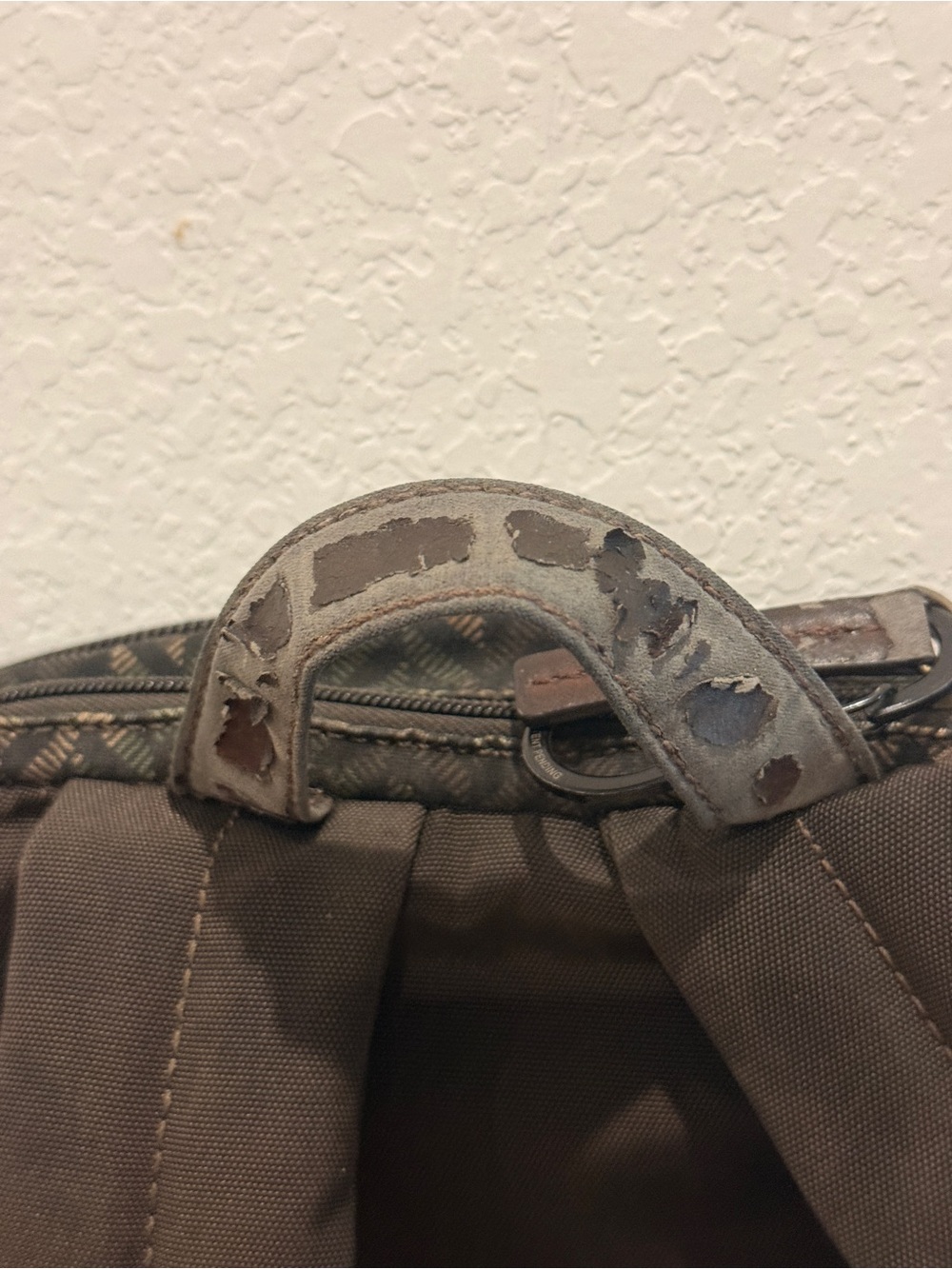 Men's Olive Chevron Pattern Distressed Backpack - Picture 6 of 14